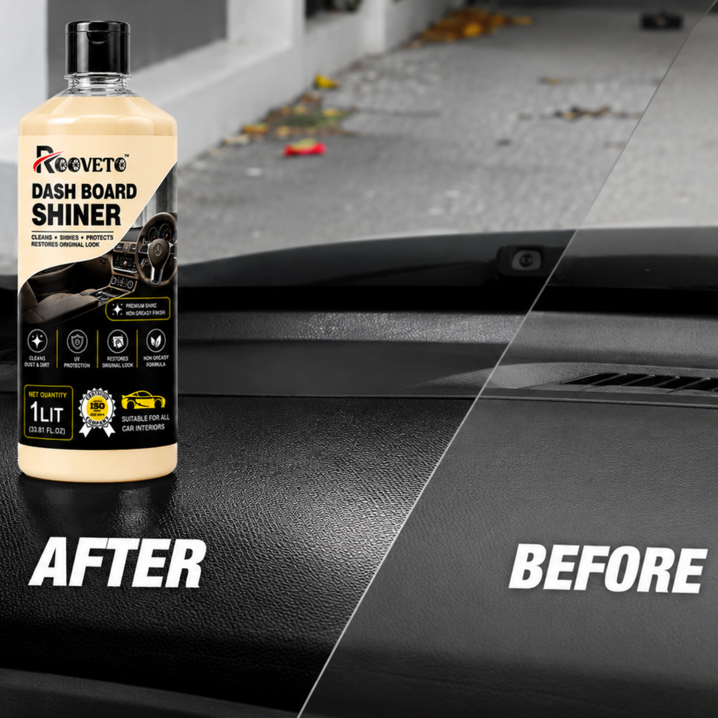 ROOVETO DASH BOARD SHINER CLEANS, SHINES & PROTECTS CAR INTERIORS