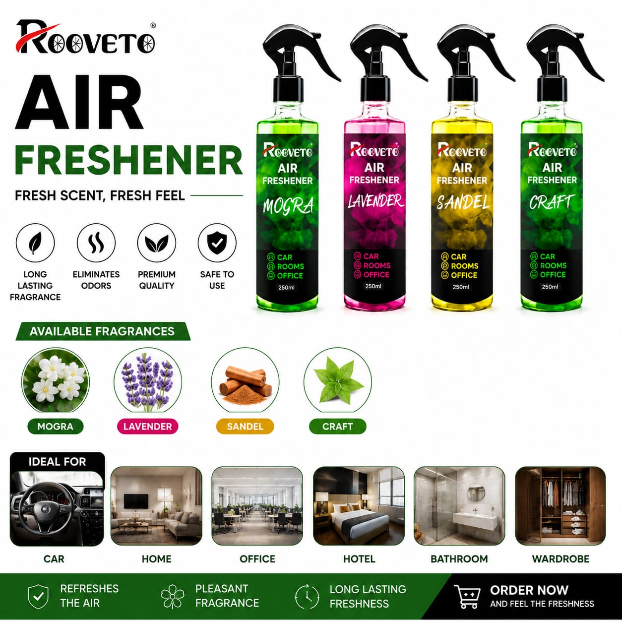 ROOVETO Air Freshener Set of 4