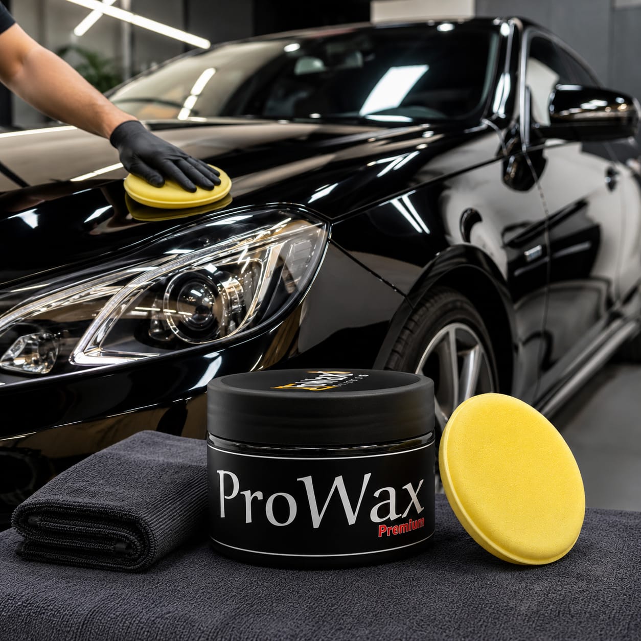 Total Care Pro Wax Premium Car Wax Kit with Applicator Sponge & Microfiber Cloth