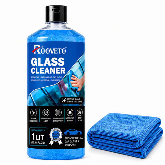 ROOVETO GLASS CLEANER 1 LITRE – STREAK FREE CAR GLASS & WINDOW CLEANER WITH MICROFIBER
