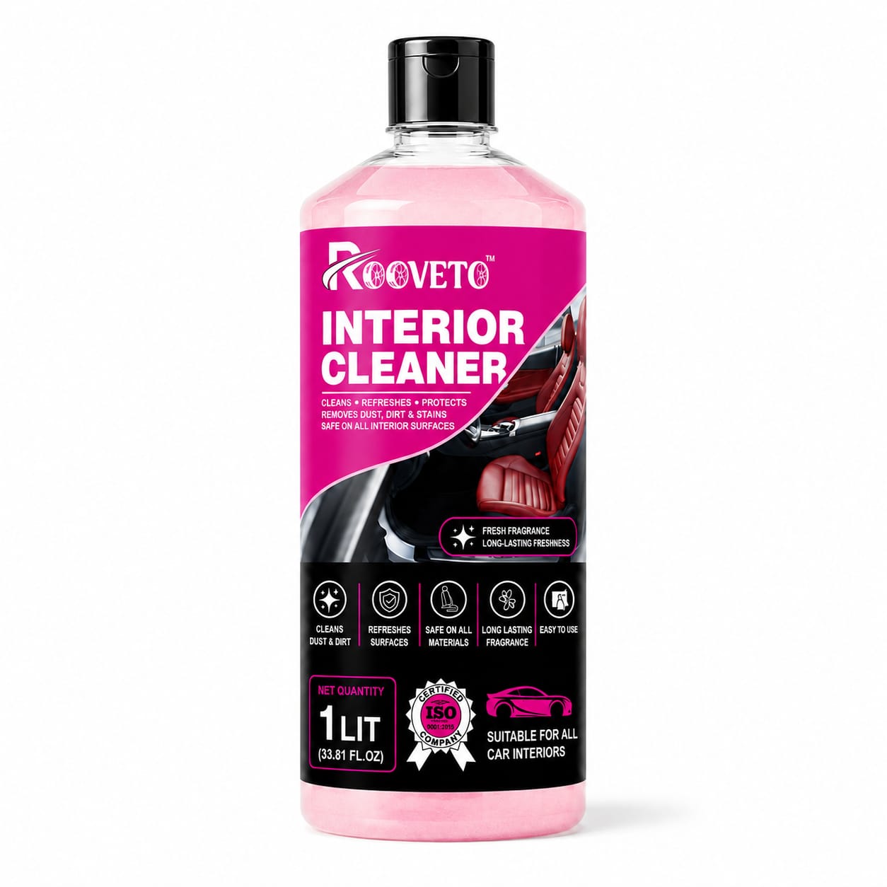 ROOVETO INTERIOR CLEANER REMOVES DUST, DIRT & STAINS SAFE FOR ALL CAR INTERIOR SURFACES
