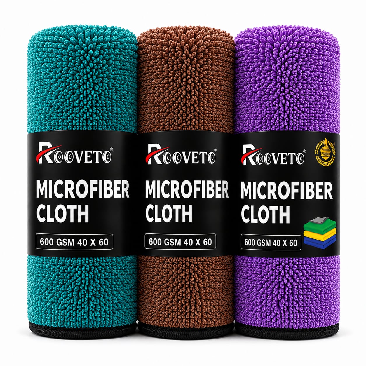 Rooveto Microfiber Cloths Pack Of 3