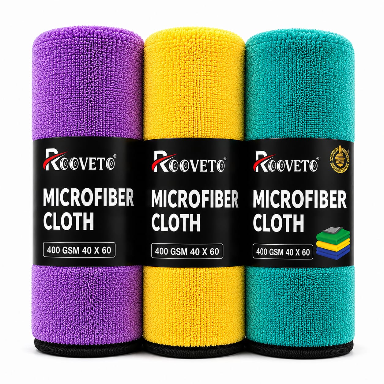 Rooveto Microfiber Cloths Pack Of 3