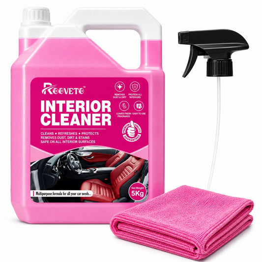 ROOVETO Interior Cleaner – 5 Liter With Free Microfiber Cloth & Spray Pump