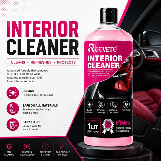 ROOVETO INTERIOR CLEANER REMOVES DUST, DIRT & STAINS SAFE FOR ALL CAR INTERIOR SURFACES